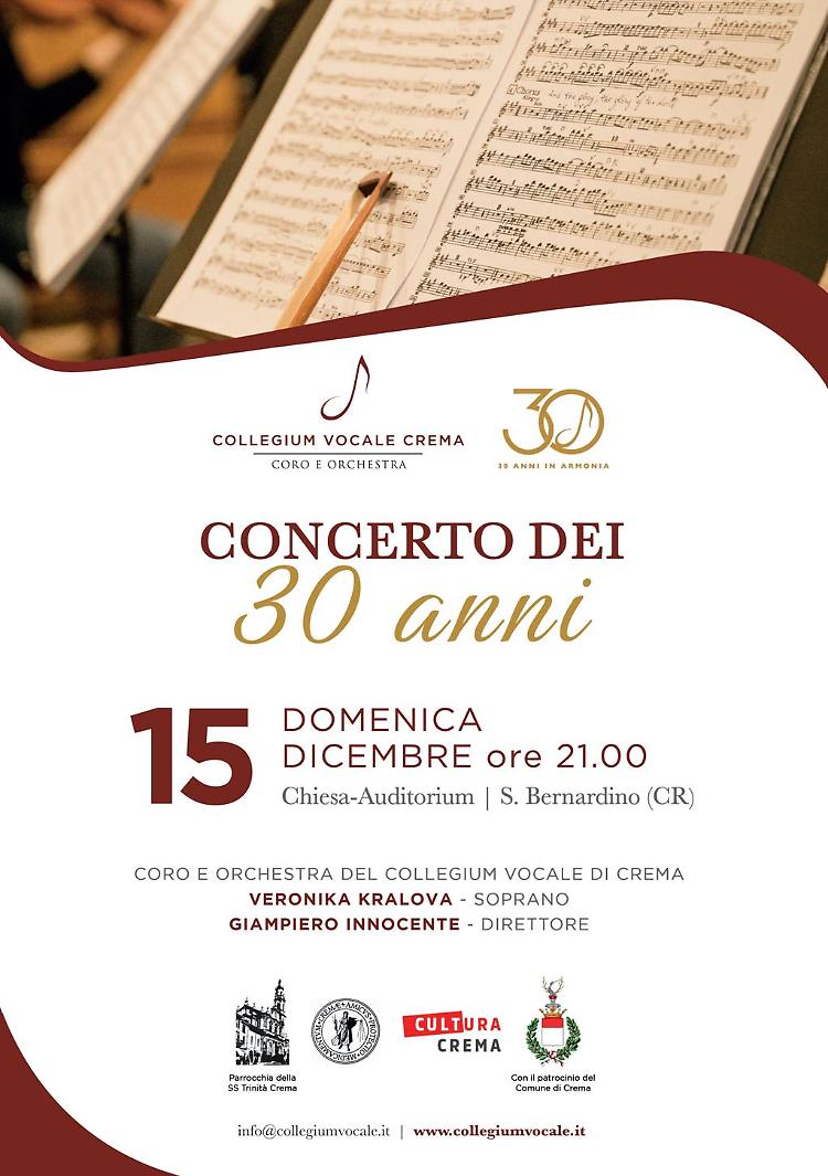 Concerto per celebrare i 30 anni del Coro e Orchestra del Collegium Vocale di Crema