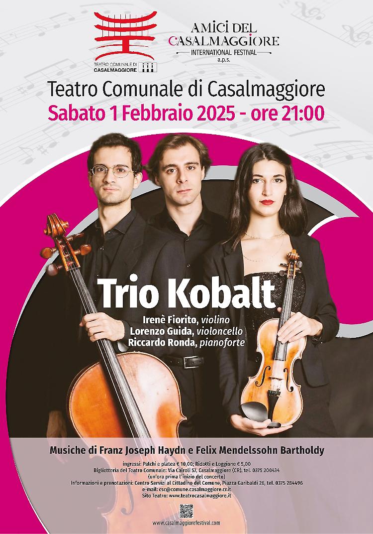  Concerto del "Trio Kobalt" per inaugurare il 2025 cameristico casalasco