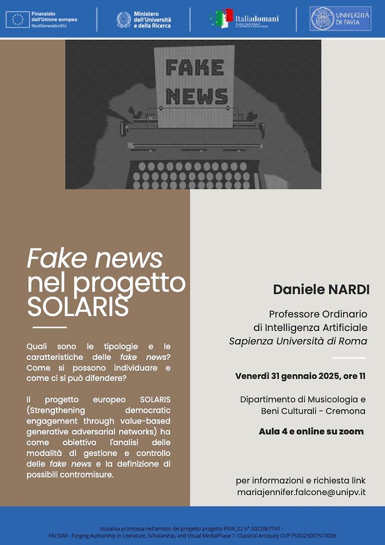 Incontro sull' Intelligenza Artificiale generativa e fake news con Daniele Nardi