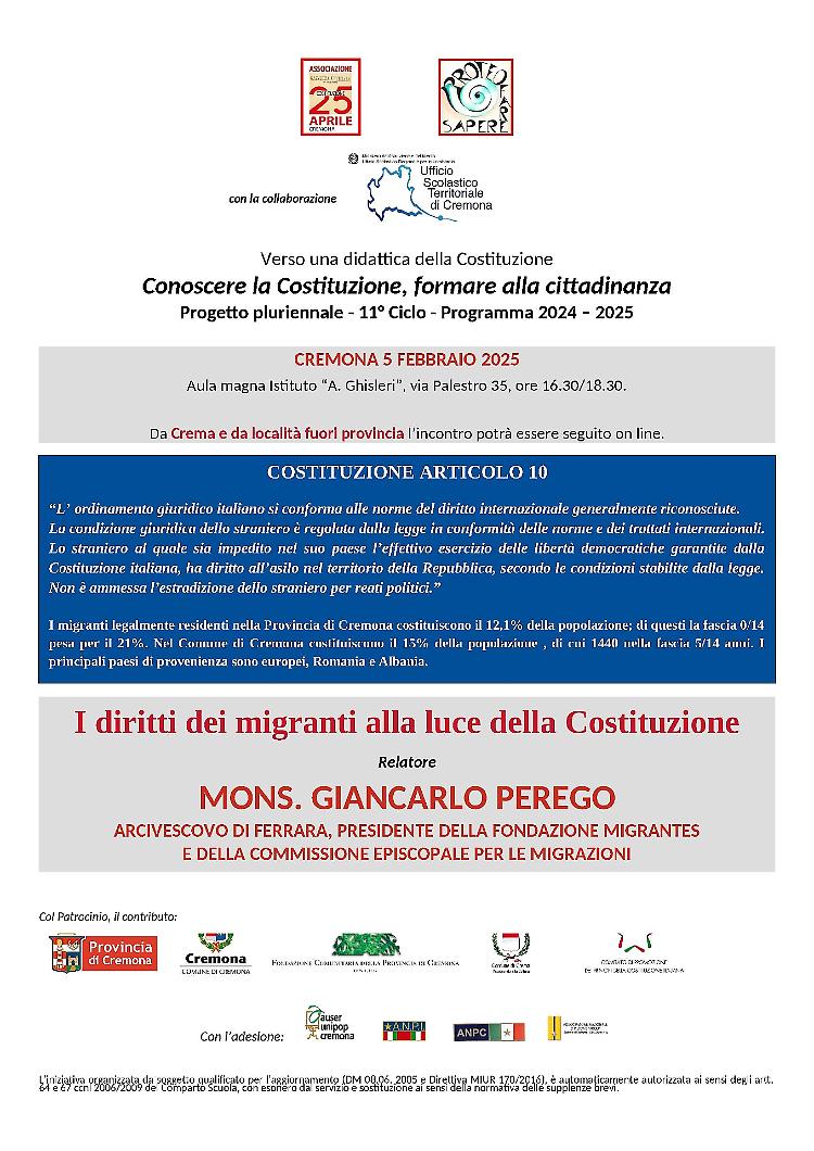 Conferenza "I diritti dei migranti alla luce della Costituzione"