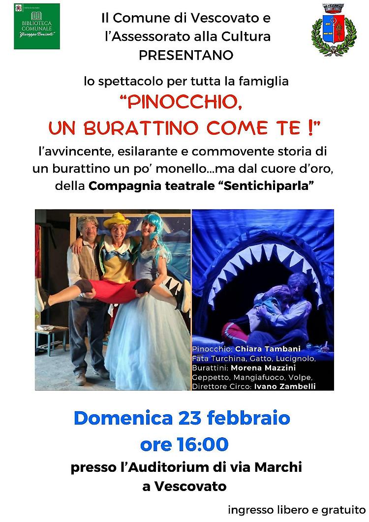 "Pinocchio, un burattino come te" Spettacolo per famiglie