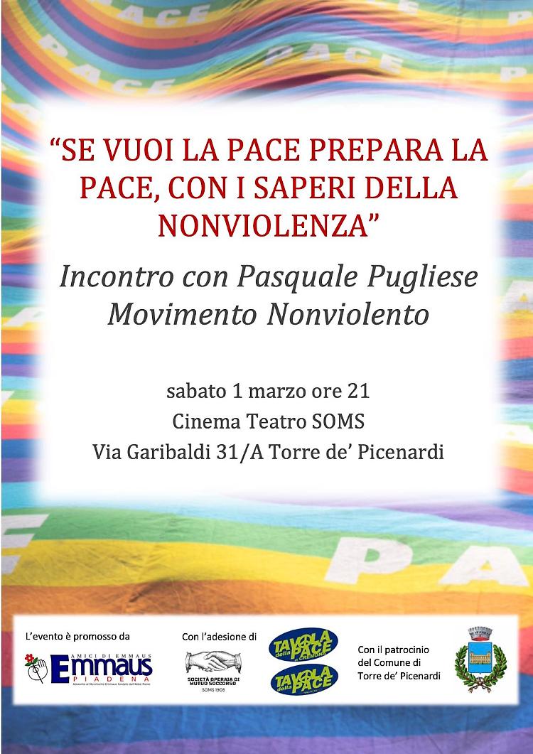 Incontro "Se vuoi la pace prepara la pace, con i saperi della nonviolenza"