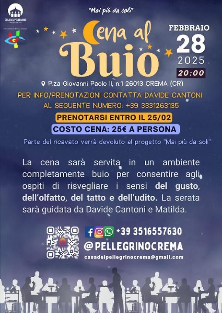 Cena al buio: iniziativa per il progetto ''Mai più soli''