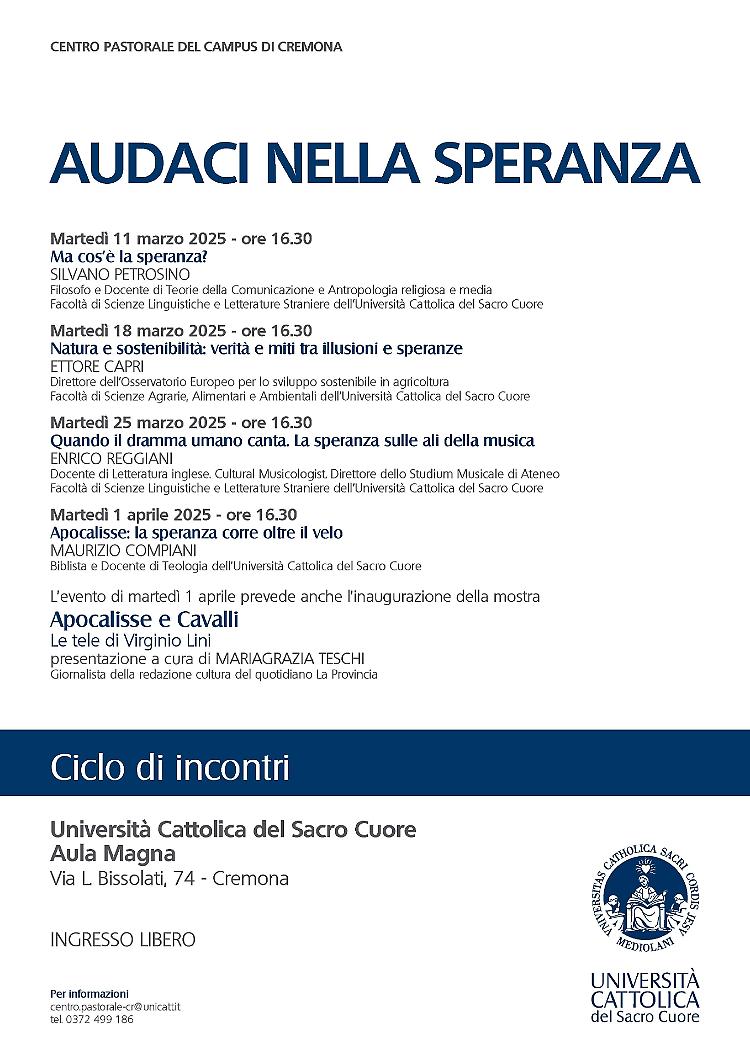 Incontro: "Apocalisse: la speranza corre oltre il velo" don Maurizio Compiani