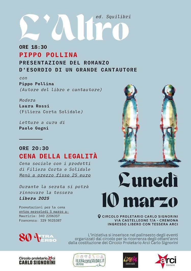 Incontro con Pippo Pollina e presentazione del suo romanzo d'esordio