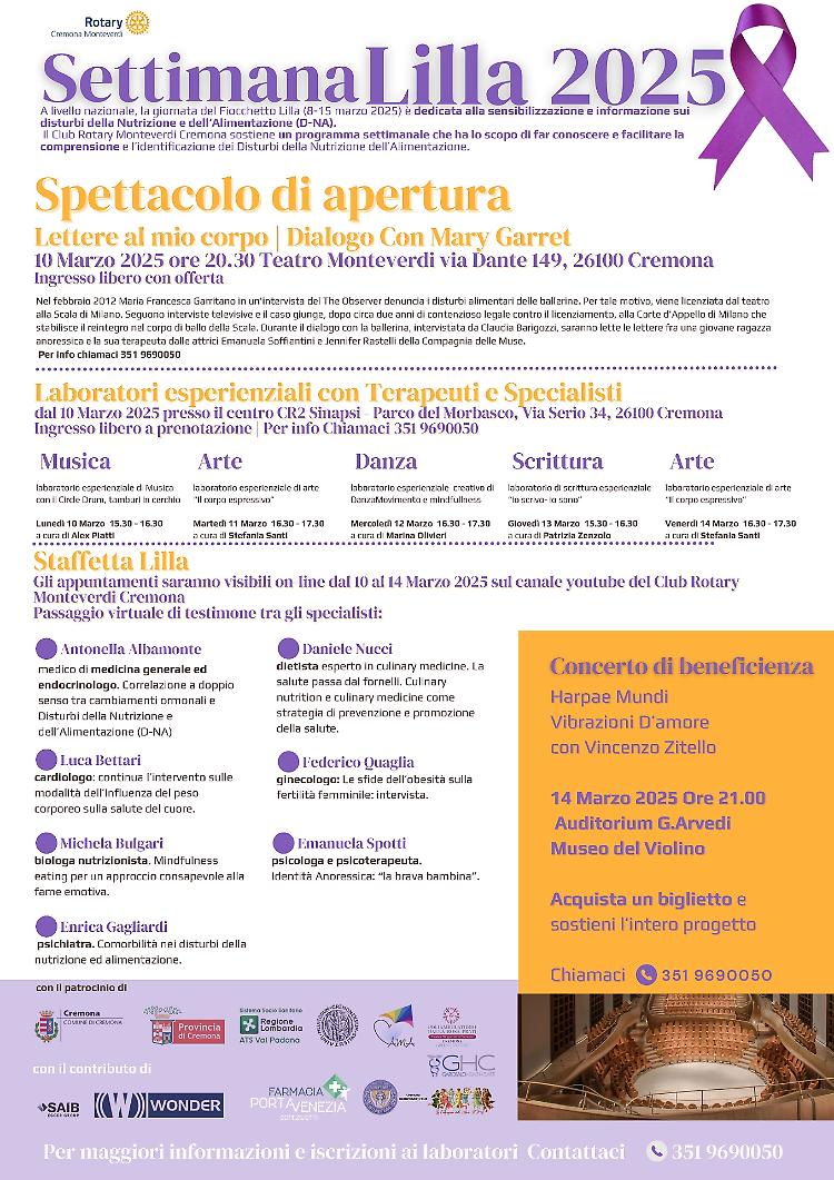 Settimana Lilla: eventi, spettacoli, laboratori esperienziali e conferenze