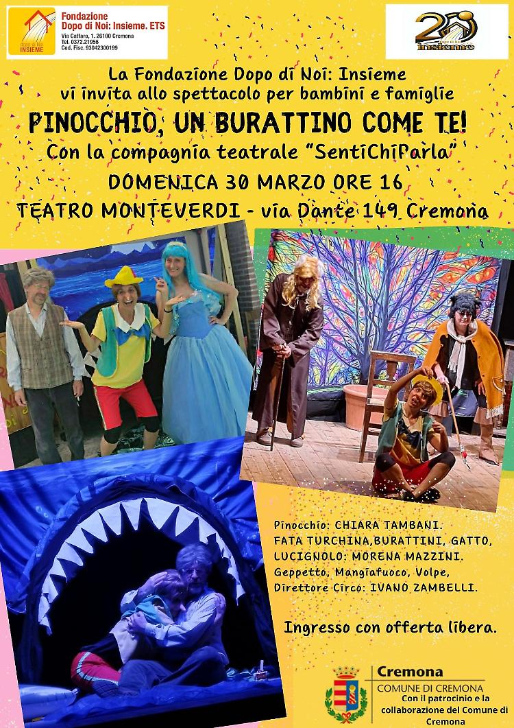 “Pinocchio, un burattino come te” spettacolo per tutta la famiglia