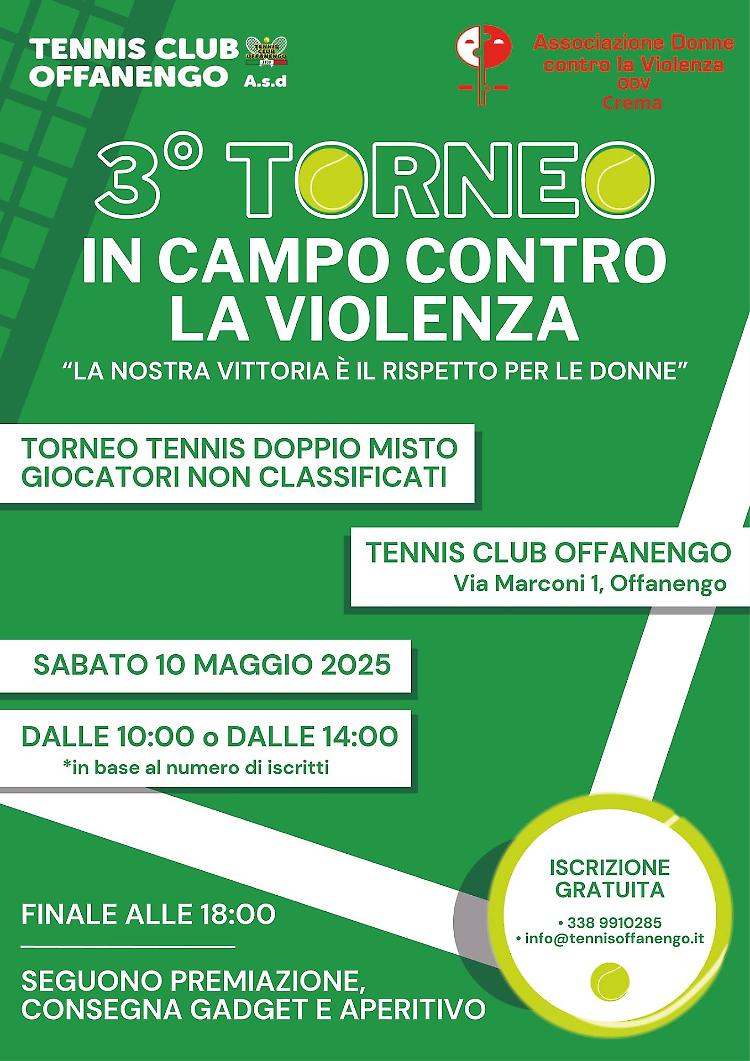 3° Torneo di Tennis "In campo contro la violenza"