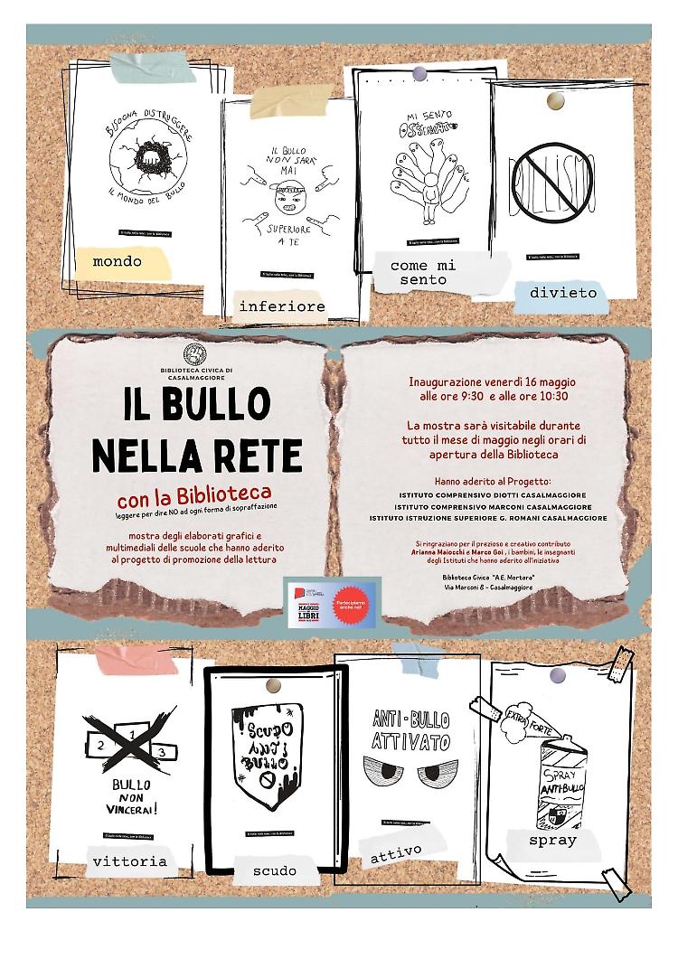 Mostra progetto "Il bullo nella rete" opere degli studenti