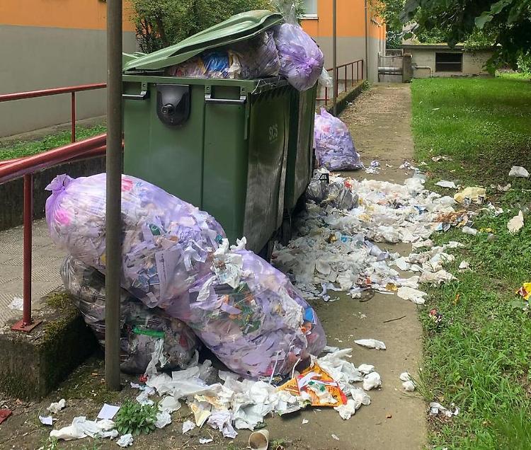 Cumuli di rifiuti sul percorso verso la mensa: «Bambini costretti a camminarci in mezzo»