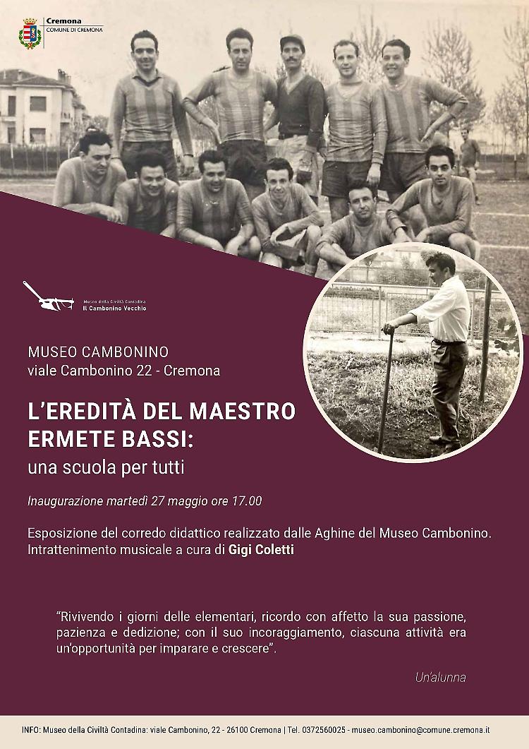Ermete Bassi, un maestro dal cuore grande: la mostra al Cambonino