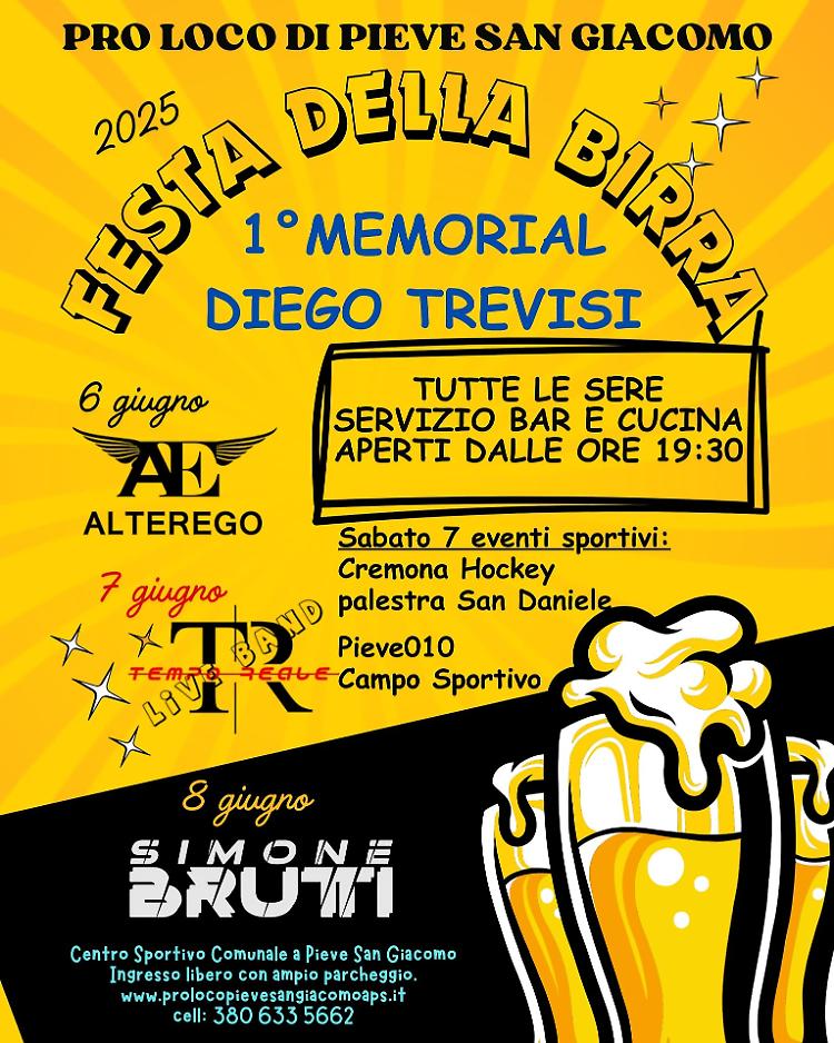 Festa della birra 2025 e 1° Memorial Diego Trevisi 