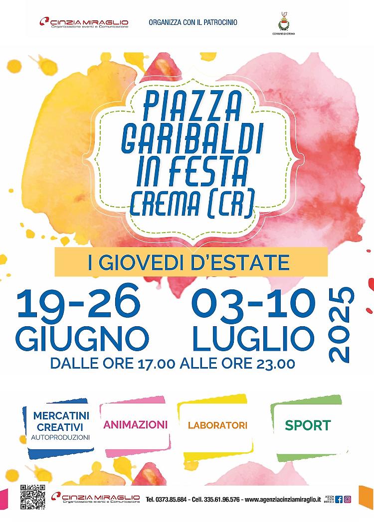 "Piazza Garibaldi in Festa" i Giovedì d’Estate di Crema