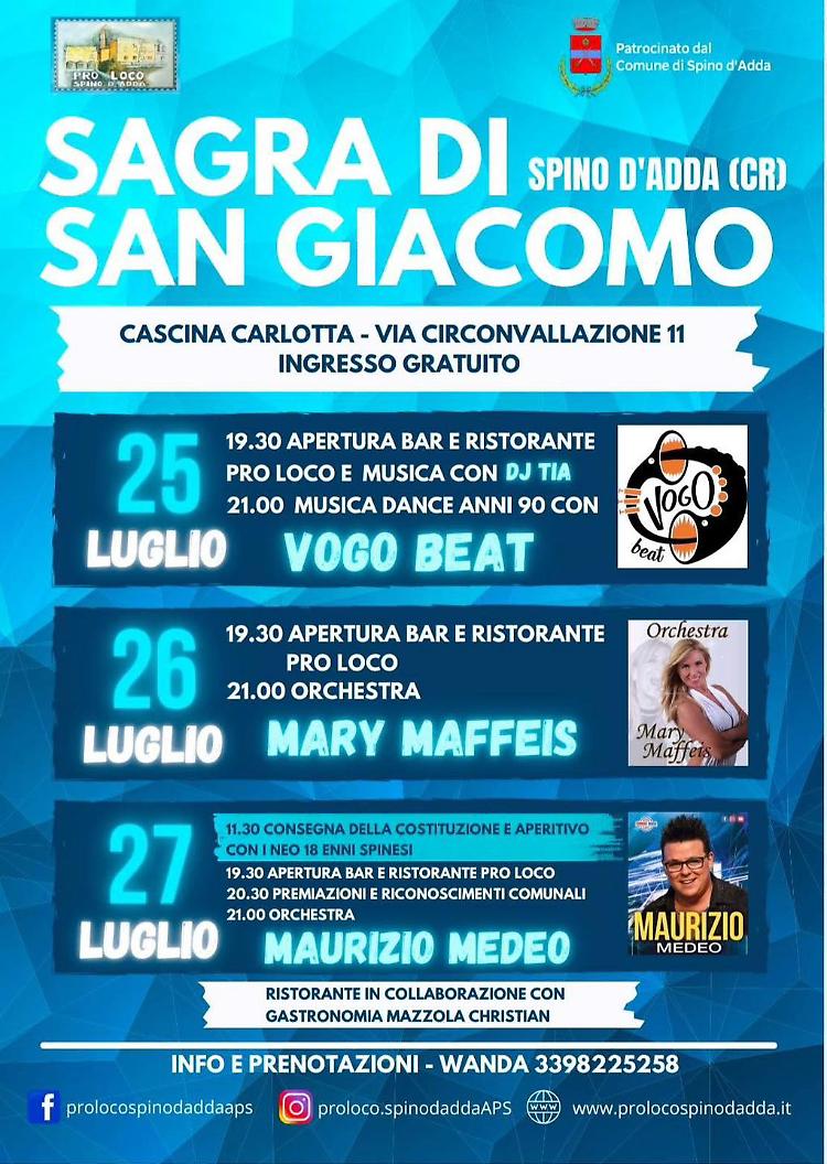 Sagra di San Giacomo: tre giorni di festa