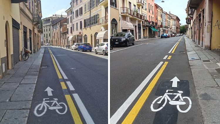 Corsie ciclabili ridipinte e corrette