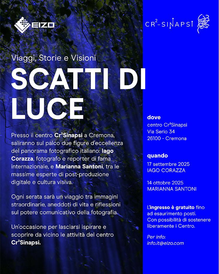 "Scatti di Luce – Viaggi, Storie e Visioni" con Corazza e Santoni