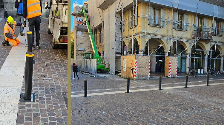 Piazza Stradivari, completata la posa dei nuovi dissuasori mobili