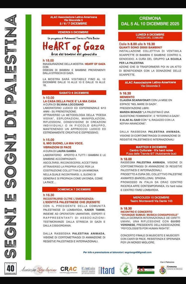 “Segni e Sogni di Palestina”: una settimana di eventi, arte e testimonianze