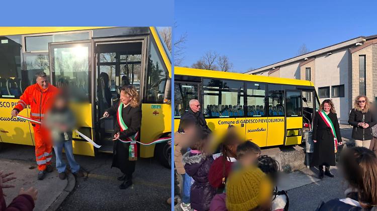 Scuolabus nuovo di zecca, inaugurazione con i bambini