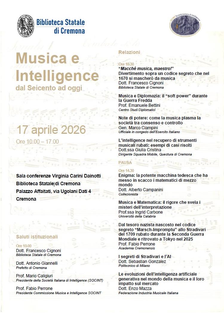 Musica e Intelligence: dal Seicento ad oggi