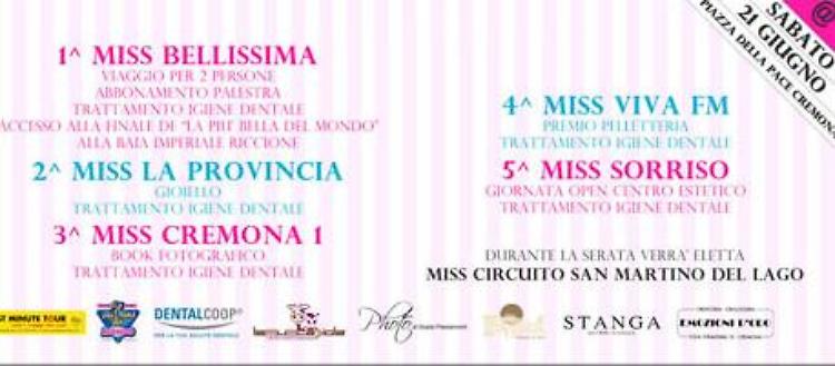 Miss Bellissima 2014:  sabato 21 giugno in Piazza della Pace