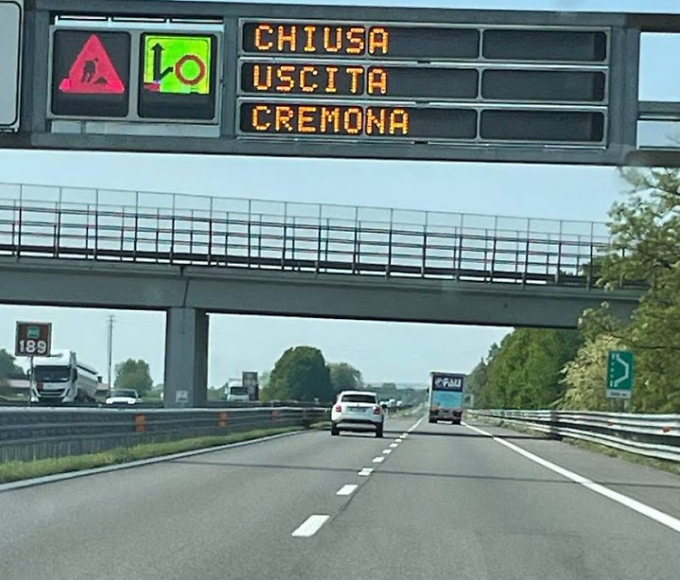 A21,  lunedì 16 casello di Cremona chiuso