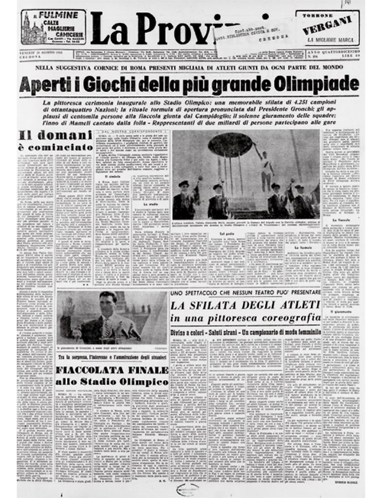 Aperti i giochi della XVII Olimpiade a Roma La Provincia